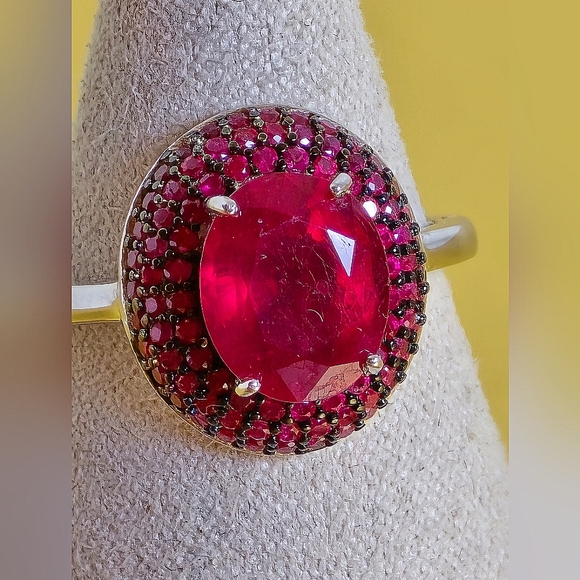 925 Sterling Silver Ring Sz 7.75  with Natural  Ruby Gemstone - Picture 11 of 15
